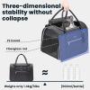 imagePecute Stylish Cat Carrier Up to 13lbs Soft Sided Small Dog Travel Carriers Collapsible Pet Carrier for Small Cats and Dogs with Locking Safety Zippers Puppy Carrier Airline Approved WhiteBlack