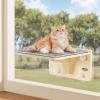 imagePecute 2in1 Cat Window Perch ampamp Wall Shelves  Sturdy Solid Wood Frame 4 Large Rotating Suction Cups Washable Carpet Cloth Cover SpaceSaving Indoor Cat Hammock Bed for Large Cats ampamp KittensCarpet S  118L x 102W x 62H 