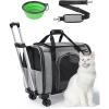 imagePecute Cat Carrier with Wheels Large Up to 22lbs with Pet Nest and Bowl Pet Travel Carrier Smooth 360 Dual Wheels Pet Rolling Carrier Comfortable Breathable and Safe for car Travel Bus Subway