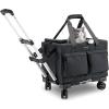 imagePecute Cat Carrier with WheelsSteel Wire Frame Cat Carrier Stable Pet Trolley Bag for Cats Pet Handbag and Stroller Bag Portable Cat Carrier Bag for Car Travel Bus Subway Dark Grey