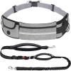 imagePecute Hands Free Dog Leash with Pouch Waist Belt Fanny Pack with Soft Padds Dual Padded Handles and Durable Bungee for Walking Hiking Jogging Biking and Running Up to 220lbsGrey 20