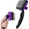 imagePecute SelfCleaning Slicker Brush for Dogs Cats Lightweight Dog Brush for Shedding Massaging Grooming Cat Brush Gently Removes Loose Fur Undercoat for Dogs Cats Rabbits of All Hair TypesPurple