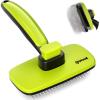 imagePecute SelfCleaning Slicker Brush for Dogs Cats Lightweight Dog Brush for Shedding Massaging Grooming Cat Brush Gently Removes Loose Fur Undercoat for Dogs Cats Rabbits of All Hair TypesGreen