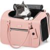 imagePecute Stylish Cat Carrier Up to 13lbs Soft Sided Small Dog Travel Carriers Collapsible Pet Carrier for Small Cats and Dogs with Locking Safety Zippers Puppy Carrier Airline Approved WhitePink