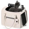 imagePecute Stylish Cat Carrier Up to 13lbs Soft Sided Small Dog Travel Carriers Collapsible Pet Carrier for Small Cats and Dogs with Locking Safety Zippers Puppy Carrier Airline Approved WhiteWhite
