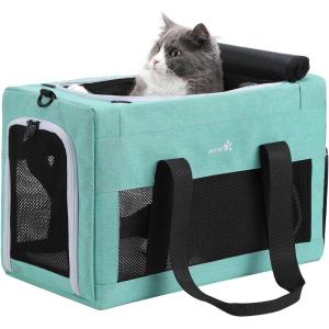 imageAirline Approved Cat Carrier Pet Carrier SoftSided Portable Dog Carrier with Stable Structure Breathable Bag for Pets Less Than 12lbs Cat Carrier Bag for Both Long and Short Trips Dark GrayLight Blue