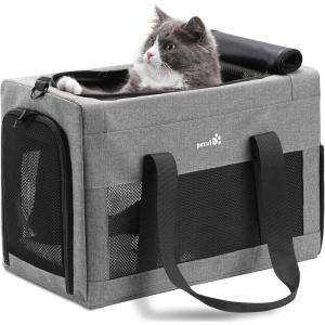 imageAirline Approved Cat Carrier Pet Carrier SoftSided Portable Dog Carrier with Stable Structure Breathable Bag for Pets Less Than 12lbs Cat Carrier Bag for Both Long and Short Trips Dark GrayLight Gray
