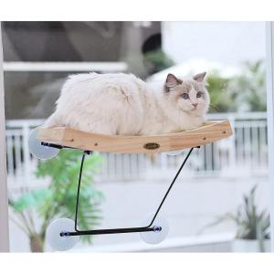 imagePecute 2in1 Cat Window Perch ampamp Wall Shelves  Sturdy Solid Wood Frame 4 Large Rotating Suction Cups Washable Carpet Cloth Cover SpaceSaving Indoor Cat Hammock Bed for Large Cats ampamp KittensSisal Scratcher