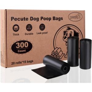 imagePecute Leak Proof Dog Waste Bags Rolls Extra Thick Strong Poop Bags for Retractable Dog Leash Suitable for Walking and Outdoor 300 Count Black