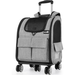 imagePecute Pet Rolling Carrier Pet Carrier Backpack Collapsible with Detachable Trolley MultiFunction Pet Backpack with Upgrade 5 Wheels Breathable Pet Travel Carrier for Cats ampamp Puppies