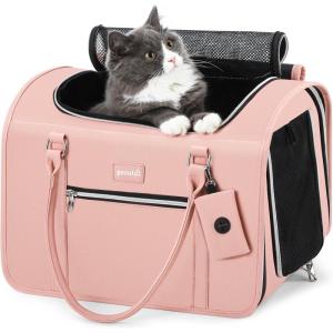 imagePecute Stylish Cat Carrier Up to 13lbs Soft Sided Small Dog Travel Carriers Collapsible Pet Carrier for Small Cats and Dogs with Locking Safety Zippers Puppy Carrier Airline Approved WhitePink