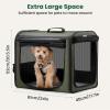 imageDog Car Carrier Light Weight Dog Carrier for Car Portable Dog Car Crate with Breathable Windows Foldable Pet Carrier for Both Indoor and Outdoor Use Dog Travel Crate with Curtain GrayGreen