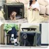 imageDog Car Carrier Light Weight Dog Carrier for Car Portable Dog Car Crate with Breathable Windows Foldable Pet Carrier for Both Indoor and Outdoor Use Dog Travel Crate with Curtain GrayGreen