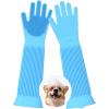 imagePecute Extended Pet Grooming Gloves Heat Resistant Cat Bathing Gloves with HighDensity Teeth Silicone Dog Bathing Gloves with Enhanced Five Finger Design for Washing Bathing and Massaging