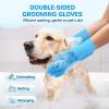 imagePecute Large DoubleSided Silicone Pet Grooming Gloves with HighDensity Teeth  HeatResistant Efficient for Dog Washing Cat Bathing and MassageBlue