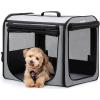 imageDog Car Carrier Light Weight Dog Carrier for Car Portable Dog Car Crate with Breathable Windows Foldable Pet Carrier for Both Indoor and Outdoor Use Dog Travel Crate with Curtain GrayGray