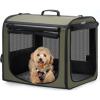 imageDog Car Carrier Light Weight Dog Carrier for Car Portable Dog Car Crate with Breathable Windows Foldable Pet Carrier for Both Indoor and Outdoor Use Dog Travel Crate with Curtain GrayGreen