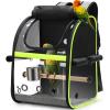 imagePecute Bird Carrier Backpack Parrots Bird Backpack with Visible Window Adjustable Height Standing Perch Feeding Cans Waterproof Pads Lightweight Foldable Birds Travel Cage for Hiking Camping