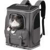 imagePecute Cat Backpack CarrierAntiGravity 30 Energy Saving Dog Backpack with Waterproof PU Leather Cat Carrier for Small DogSuitable for Climbing Hiking Traveling BrownGray