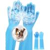 imagePecute Extended Pet Grooming Gloves Heat Resistant Cat Bathing Gloves with HighDensity Teeth Silicone Dog Bathing Gloves with Enhanced Five Finger Design for Washing Bathing and Massaging