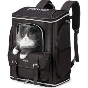 imagePecute Cat Backpack CarrierAntiGravity 30 Energy Saving Dog Backpack with Waterproof PU Leather Cat Carrier for Small DogSuitable for Climbing Hiking Traveling BrownBrown