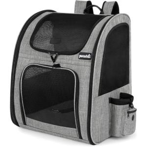 imagePecute Cat Backpack with Breathable Mesh Dog Backpack Carrier with MultiPockets Cat Carrier Backpack Comfortable Cat Backpack Carrier for Travel Hiking and Camping GrayGrayXL