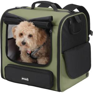 imagePecute Cat Carrier Backpack Pet Carrier Backpack Widen Large Space Stable Pet Backpack for Cat Small Dog Ventilated Pet Backpack Miniature Dachshund Bag Suitable for Hiking Camping GreyDark Green