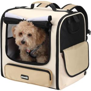 imagePecute Cat Carrier Backpack Pet Carrier Backpack Widen Large Space Stable Pet Backpack for Cat Small Dog Ventilated Pet Backpack Miniature Dachshund Bag Suitable for Hiking Camping GreyKhaki
