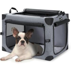 imagePecute Collapsible Dog Crate Portable Kennel for DogsM248 x 169 x 169 inch Top Access and 3Breathable Mesh Windows Indoor Outdoor Dog Cage for Room Car Travelling Camping GreyGrey