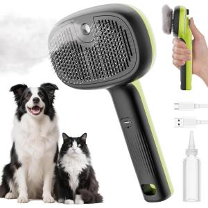 imagePecute Steam Cat Brush SelfCleaning Cat Steam Brush with 2 Water Spray Modes Large Capacity Tank Steaming Dog Brush for Shedding Massaging Grooming