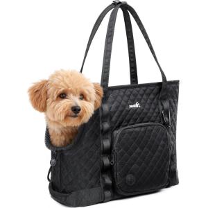 imagePecute Dog Purse Carrier Dog Carrier with Pockets for Small Dogs169quot L x 79quot W x 138quot H Fits Dogs 7 lbs to 13 lbs Lightweight Dog and Puppies Tote Bag Carrier Outing Travel Vet XL BlackBlackUpgraded cuff tightening