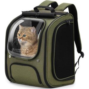 imagePecute Cat Backpack Carrier Large Space Cat Bubble Backpack Breathable ampamp Shaded Cat Backpack Carrier Ergonomic 3D Design for Travel Hiking Suitable for Shopping and Vet Green