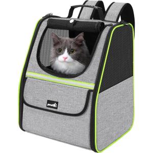 imagePecute Cat Backpack Carrier Expandable Cat Backpack for Cats Dogs up to 11 lbs Pet Travel Backpack for Small Dogs Medium Cats Cat Carrier with Ventilated Mesh Safety Leash Hiking Outdoor GreyGray