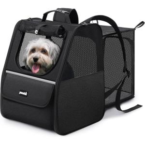imagePecute Cat Backpack Carrier Expandable Cat Backpack for Cats Dogs up to 11 lbs Pet Travel Backpack for Small Dogs Medium Cats Cat Carrier with Ventilated Mesh Safety Leash Hiking Outdoor GreyBlackExpandable