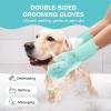 imagePecute DoubleSided Silicone Pet Grooming Gloves with HighDensity Teeth  HeatResistant Efficient for Dog and Cat Bathing Massaging and BrushingGreen