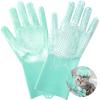 imagePecute DoubleSided Silicone Pet Grooming Gloves with HighDensity Teeth  HeatResistant Efficient for Dog and Cat Bathing Massaging and BrushingGreen