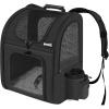 imagePecute Cat Backpack with Breathable Mesh Dog Backpack Carrier with MultiPockets Cat Carrier Backpack Comfortable Cat Backpack Carrier for Travel Hiking and Camping BlackBlackL
