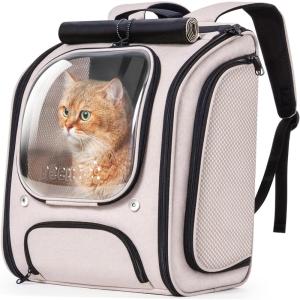 imagePecute Cat Backpack Carrier Large Space Cat Bubble Backpack Breathable ampamp Shaded Cat Backpack Carrier Ergonomic 3D Design for Travel Hiking Suitable for Shopping and Vet KhakiKhaki