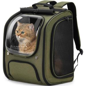 imagePecute Cat Backpack Carrier Large Space Cat Bubble Backpack Breathable ampamp Shaded Cat Backpack Carrier Ergonomic 3D Design for Travel Hiking Suitable for Shopping and Vet KhakiGreen