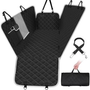 imagePecute Back Car Seat Cover Waterproof Washable Dog Car Seat Cover Hammock with Viewing Window Side Flaps Storage Pocket Scratchproof Nonslip Bench Car Seat Cover Protector for SUV Trucks
