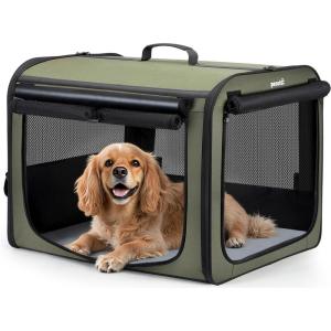 imageLarge Dog Car Carrier Light Weight 27205205ins Dog Carrier for Cars Portable Dog Car Crate with Breathable Windows Stable Pet Carrier for Both Indoor and Outdoor Use Pet Travel Crate Green