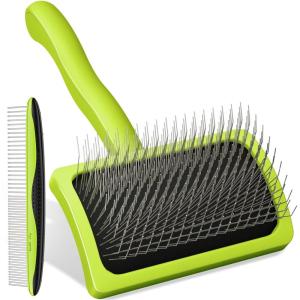 imagePecute Slicker Brush for Dogs ampamp Pet Comb Professional Grooming Dog Brush for Goldendoodles Poodles Labradoodles with Extra Long Soft Pins to Effectively Remove Tangles Knots and Mats 2PCSSmall