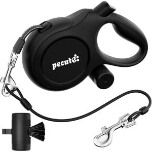 imageRetractable Dog Leash with Chew Proof Extender 26ft Heavy Duty Retractable Pet Leash with Poop Bag Holder AntiSlip Grip Reflective Leashes for Medium Large Pets up to 110 lbsGreenBlack