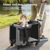 imagePecute Cat Carrier with WheelsSteel Wire Frame Cat Carrier Stable Pet Trolley Bag for Cats Pet Handbag and Stroller Bag Portable Cat Carrier Bag for Car Travel Bus Subway L GreyLight Grey