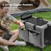 imagePecute Cat Carrier with WheelsSteel Wire Frame Cat Carrier Stable Pet Trolley Bag for Cats Pet Handbag and Stroller Bag Portable Cat Carrier Bag for Car Travel Bus Subway L GreyLight Grey
