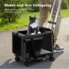 imagePecute Cat Carrier with WheelsSteel Wire Frame Cat Carrier Stable Pet Trolley Bag for Cats Pet Handbag and Stroller Bag Portable Cat Carrier Bag for Car Travel Bus Subway L GreyDark Grey