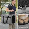 imagePecute Cat Carrier with WheelsSteel Wire Frame Cat Carrier Stable Pet Trolley Bag for Cats Pet Handbag and Stroller Bag Portable Cat Carrier Bag for Car Travel Bus Subway L GreyLight Grey