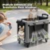 imagePecute Cat Carrier with WheelsSteel Wire Frame Cat Carrier Stable Pet Trolley Bag for Cats Pet Handbag and Stroller Bag Portable Cat Carrier Bag for Car Travel Bus Subway L GreyLight Grey