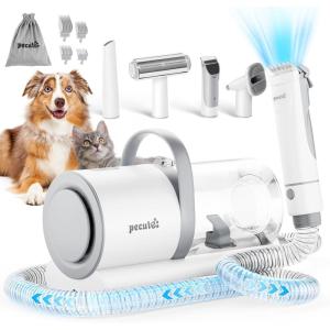 imagePecute Dog Grooming Vacuum 4in1 Pet Grooming Kit with Clipper Brush 12000Pa Dog Vacuum for Shedding with 15L Dust Cup Storage Pocket Low Noise Pet Vacuum for Dog ampamp Cat Home Grooming