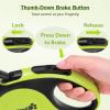 imageRetractable Dog Leash with Flashlight 26ft Heavy Duty Retractable Pet Leash with Light 360 TangleFree OneButton Control Reflective Leashes for Medium Large Pets Dogs Up to 110 lbsGreen with LED light